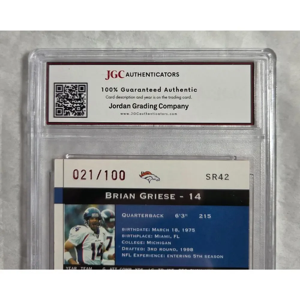 Fleer Premium Brian Griese Star Ruby JGC Graded 021 Of 100 SR42 NFL 2002